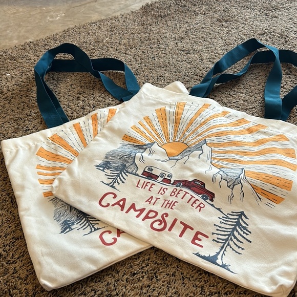 2Canvas Tote Shoulder bagLife is better on the campsite flaw PURSE-SALE was $25 - Picture 1 of 5